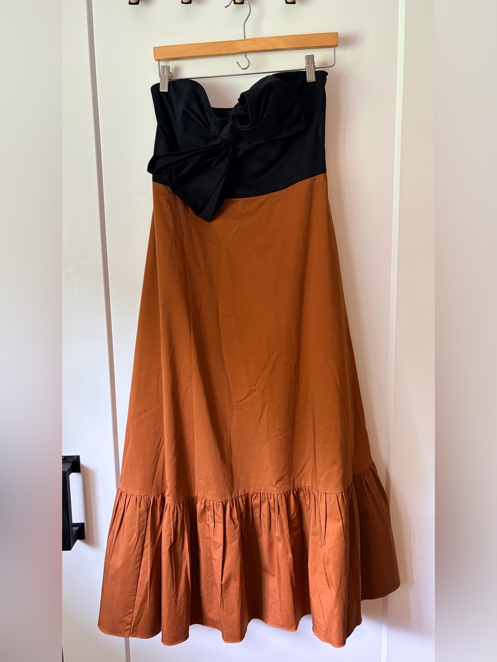 Hutch Black & Brown Strapless A-Line Midi Dress